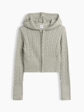 Kinder-Pullover mit Reißverschluss im Zopfmuster