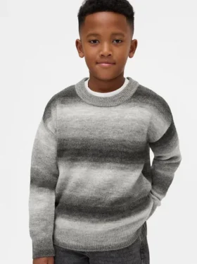 Kinder-Pullover mit Rundhalsausschnitt in Space-Dye-Optik