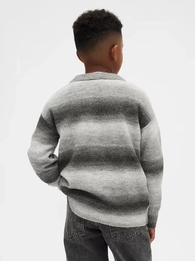 Kinder-Pullover mit Rundhalsausschnitt in Space-Dye-Optik