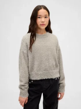Kinder-Pullover mit Rundhalsausschnitt und Metallic-Eyelash-Effekt
