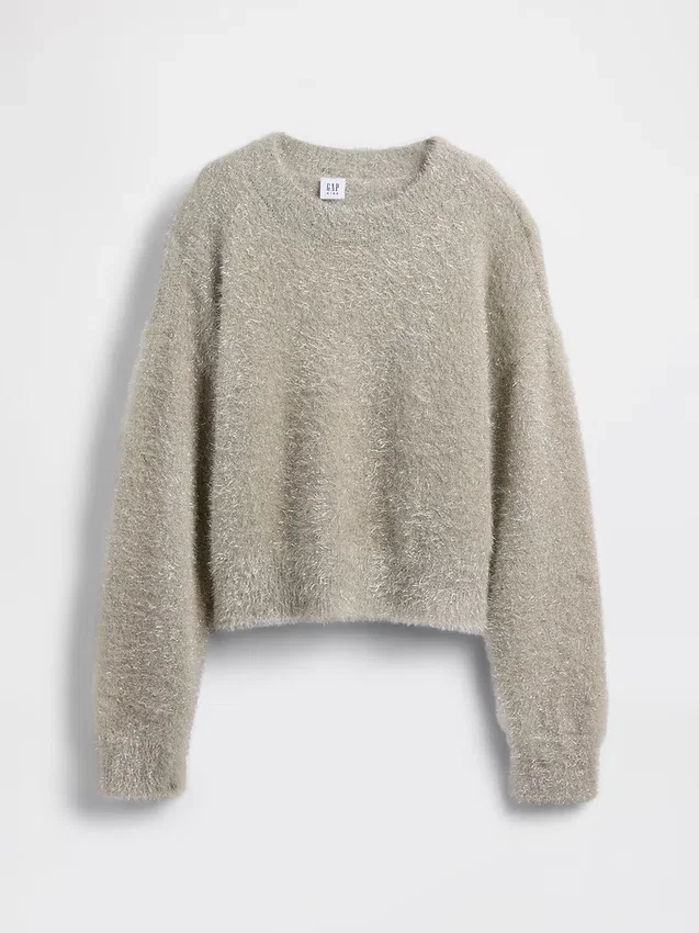 Kinder-Pullover mit Rundhalsausschnitt und Metallic-Eyelash-Effekt