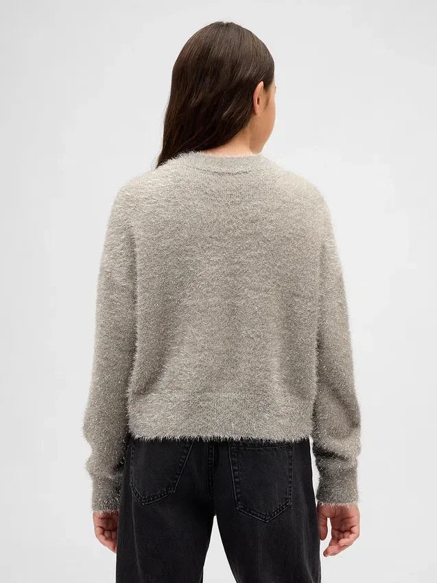 Kinder-Pullover mit Rundhalsausschnitt und Metallic-Eyelash-Effekt