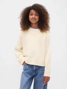 Kinder-Pullover mit V-Ausschnitt und kastenförmigem Schnitt