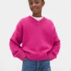 Kinder-Pullover mit V-Ausschnitt und kastenförmigem Schnitt
