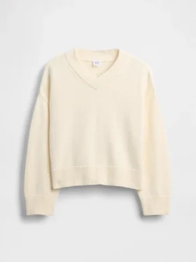 Kinder-Pullover mit V-Ausschnitt und kastenförmigem Schnitt