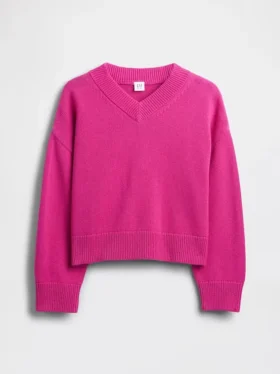 Kinder-Pullover mit V-Ausschnitt und kastenförmigem Schnitt