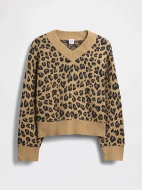 Kinder-Pullover mit V-Ausschnitt und kastenförmigem Schnitt