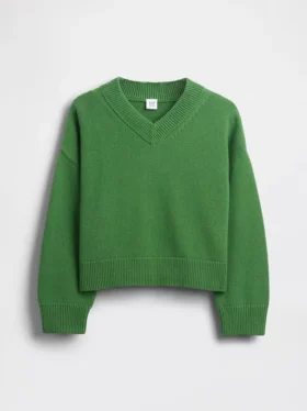 Kinder-Pullover mit V-Ausschnitt und kastenförmigem Schnitt