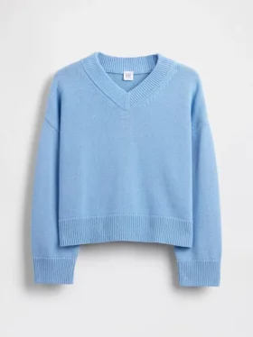 Kinder-Pullover mit V-Ausschnitt und kastenförmigem Schnitt