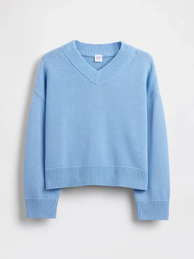 Kinder-Pullover mit V-Ausschnitt und kastenförmigem Schnitt