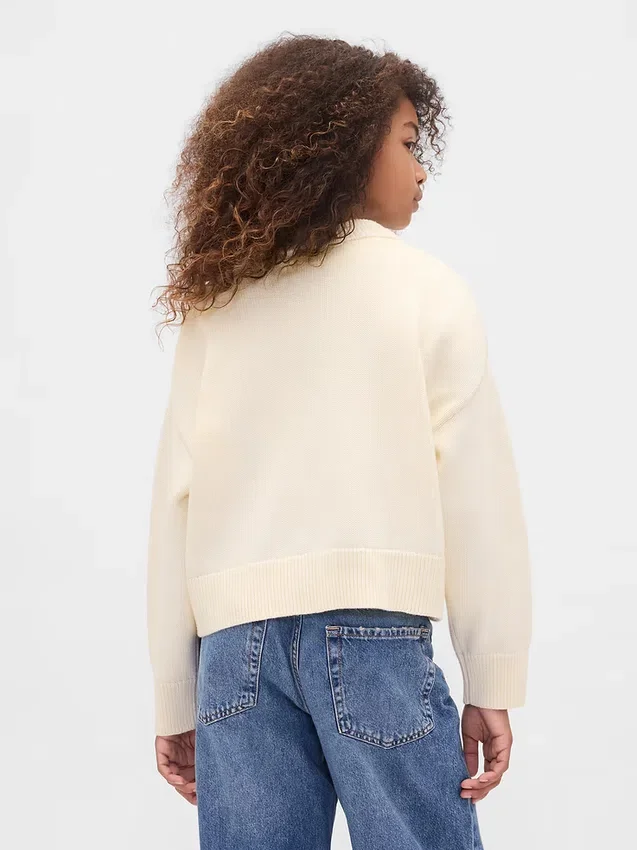 Kinder-Pullover mit V-Ausschnitt und kastenförmigem Schnitt
