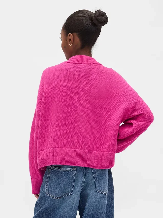 Kinder-Pullover mit V-Ausschnitt und kastenförmigem Schnitt