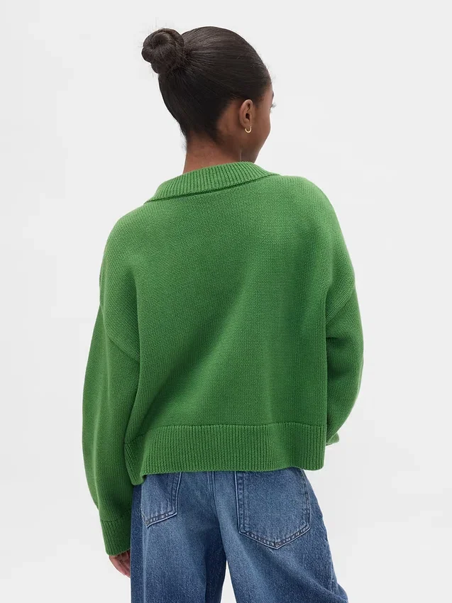 Kinder-Pullover mit V-Ausschnitt und kastenförmigem Schnitt