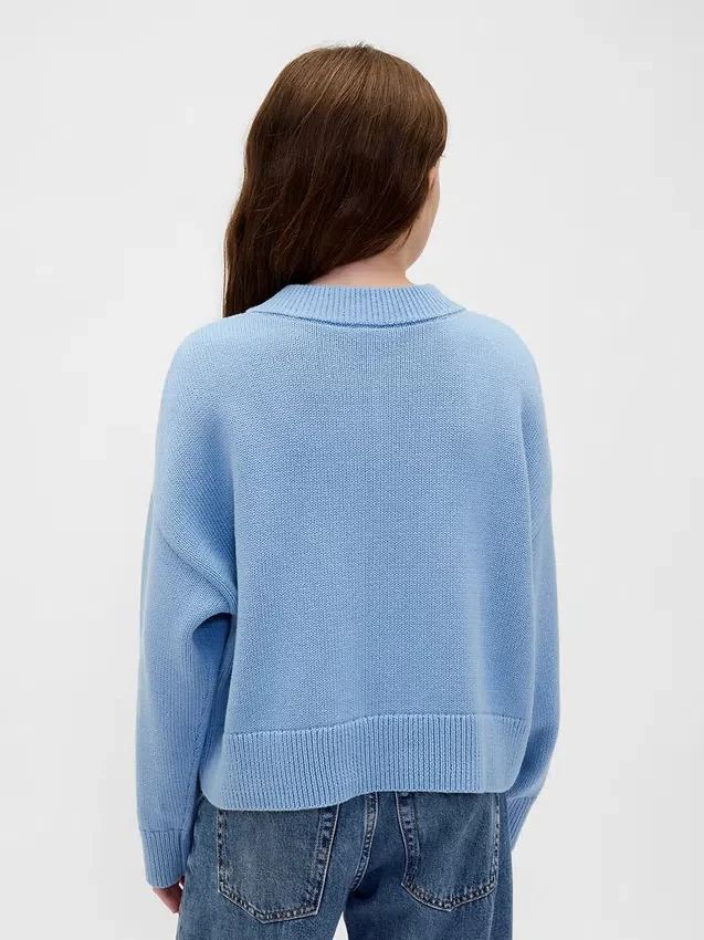 Kinder-Pullover mit V-Ausschnitt und kastenförmigem Schnitt