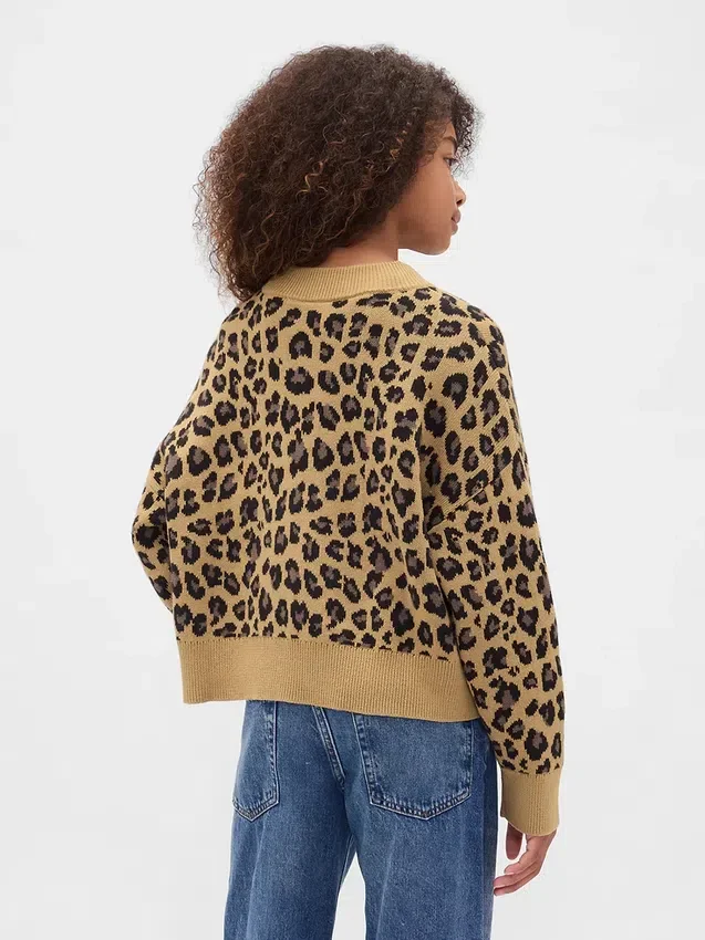 Kinder-Pullover mit V-Ausschnitt und kastenförmigem Schnitt