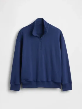 Kinder-Pullover „Vintagesoft“ aus Frottee mit halbem Reißverschluss und lockerer Passform