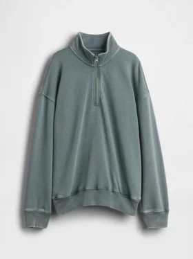 Kinder-Pullover „Vintagesoft“ aus Frottee mit halbem Reißverschluss und lockerer Passform