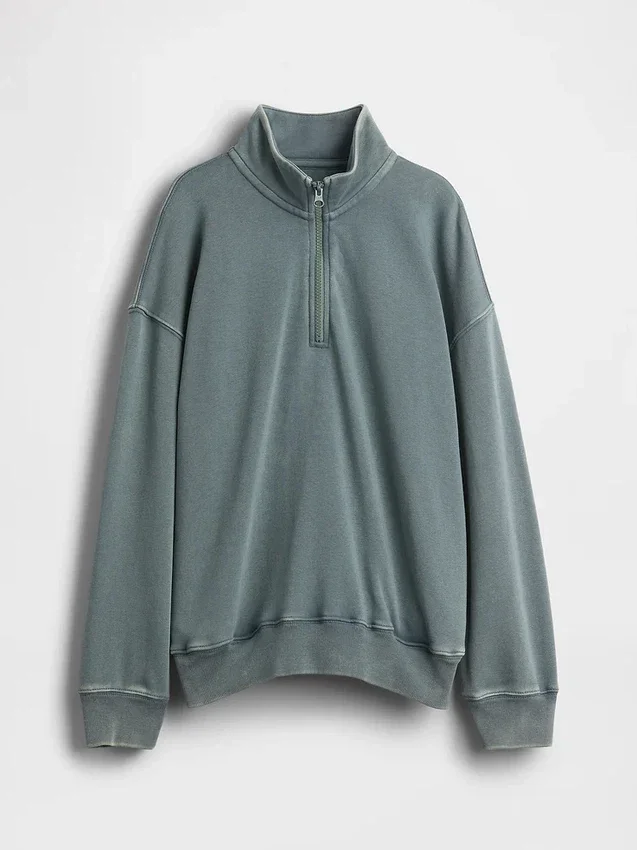 Kinder-Pullover „Vintagesoft“ aus Frottee mit halbem Reißverschluss und lockerer Passform
