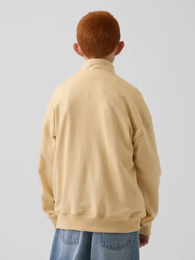 Kinder-Pullover „Vintagesoft“ aus Frottee mit halbem Reißverschluss und lockerer Passform