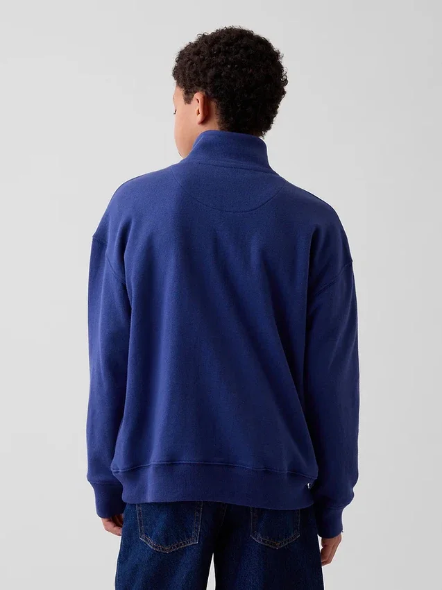 Kinder-Pullover „Vintagesoft“ aus Frottee mit halbem Reißverschluss und lockerer Passform
