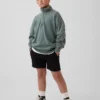 Kinder-Pullover „Vintagesoft“ aus Frottee mit halbem Reißverschluss und lockerer Passform