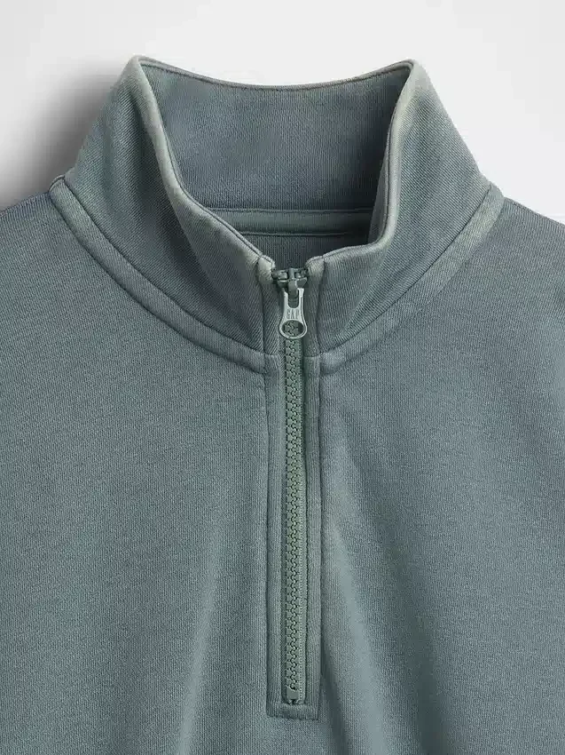 Kinder-Pullover „Vintagesoft“ aus Frottee mit halbem Reißverschluss und lockerer Passform