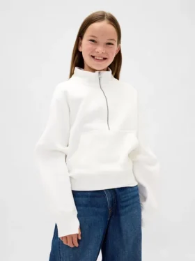 Kinder-Pullover „Vintagesoft“ mit halbem Reißverschluss