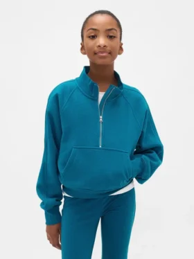 Kinder-Pullover „Vintagesoft“ mit halbem Reißverschluss