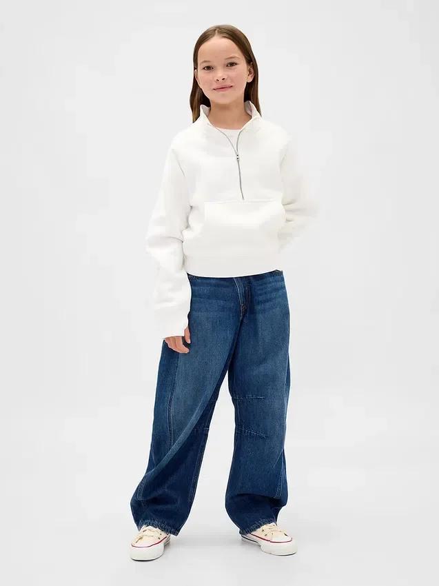 Kinder-Pullover „Vintagesoft“ mit halbem Reißverschluss