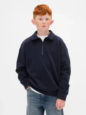 Kinder-Pullover „Vintagesoft“ mit Viertelreißverschluss