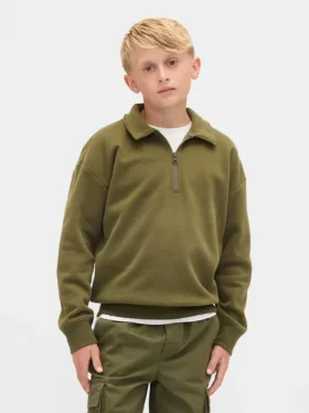 Kinder-Pullover „Vintagesoft“ mit Viertelreißverschluss