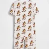 Kinder-Pyjama-Set aus gebürsteter Bio-Baumwolle mit Hot-Dog-Motiv als Shorts