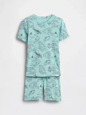 Kinder-Pyjama-Set aus gebürsteter Bio-Baumwolle mit Piratenkarte in Form einer Karte