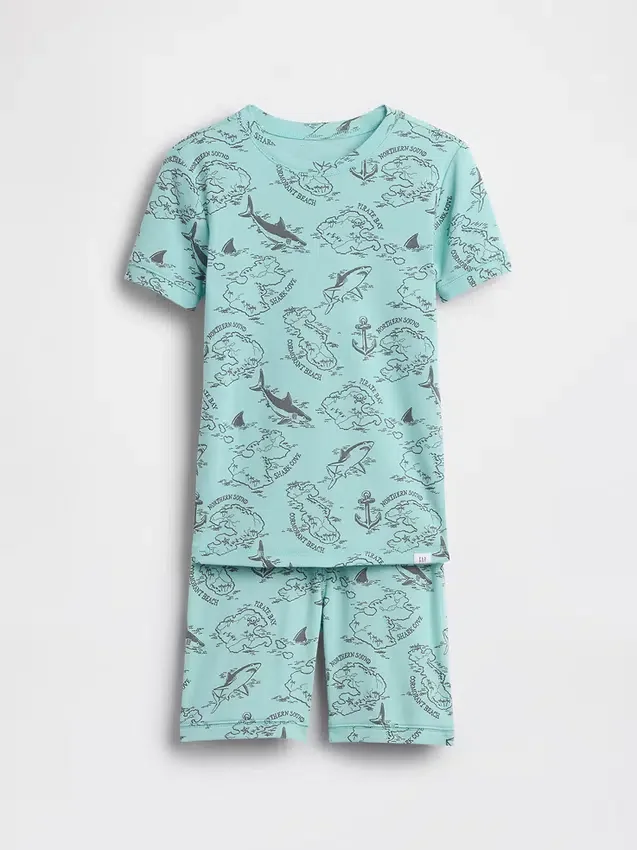 Kinder-Pyjama-Set aus gebürsteter Bio-Baumwolle mit Piratenkarte in Form einer Karte
