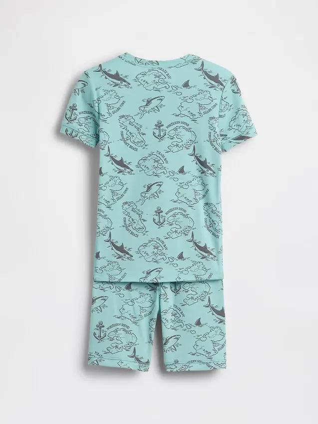 Kinder-Pyjama-Set aus gebürsteter Bio-Baumwolle mit Piratenkarte in Form einer Karte