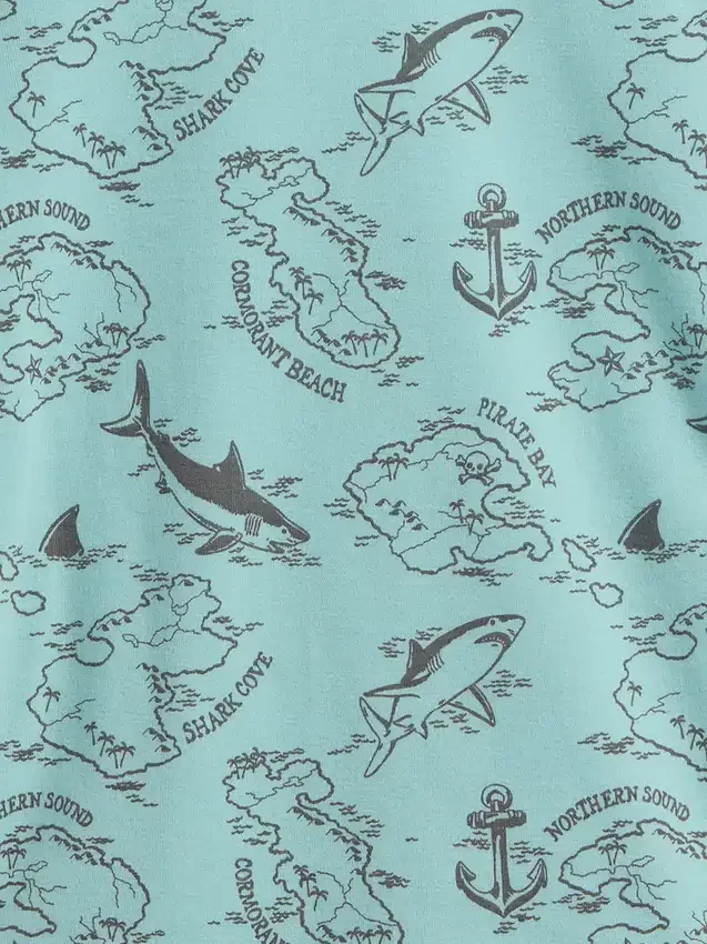 Kinder-Pyjama-Set aus gebürsteter Bio-Baumwolle mit Piratenkarte in Form einer Karte