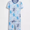 Kinder-Pyjama-Set aus gebürsteter Bio-Baumwolle mit Tintenfisch-Motiv als Shorts