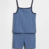 Kinder-Pyjama-Set aus gebürsteter Bio-Baumwolle mit Top und Shorts