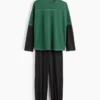 Kinder-Pyjama-Set aus recyceltem Material mit Color-Block-Design