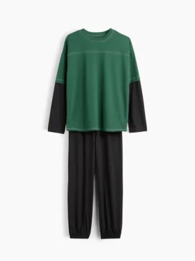 Kinder-Pyjama-Set aus recyceltem Material mit Color-Block-Design