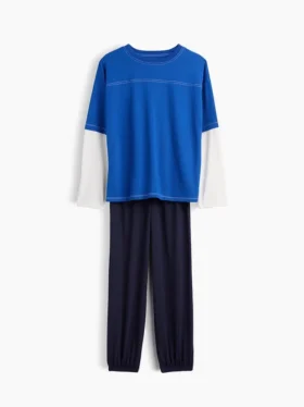 Kinder-Pyjama-Set aus recyceltem Material mit Color-Block-Design