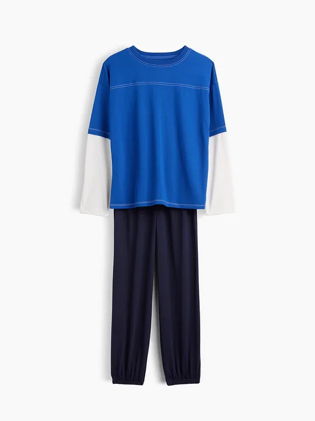 Kinder-Pyjama-Set aus recyceltem Material mit Color-Block-Design