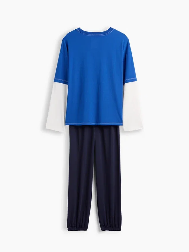 Kinder-Pyjama-Set aus recyceltem Material mit Color-Block-Design