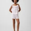 Kinder-Pyjama-Set aus recyceltem Material mit Rüschen-Top und Shorts