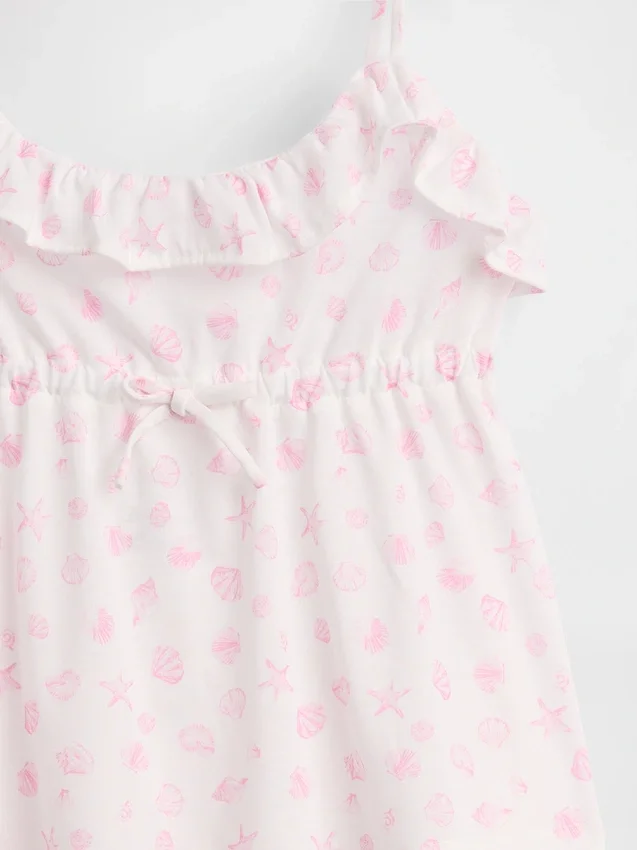 Kinder-Pyjama-Set aus recyceltem Material mit Rüschen-Top und Shorts