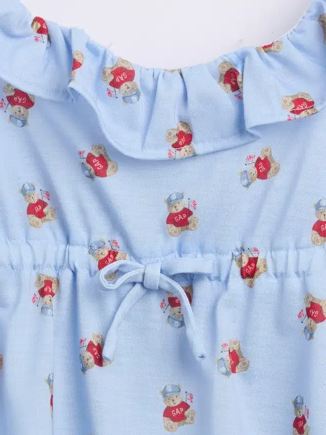 Kinder-Pyjama-Set aus recyceltem Material mit Rüschen-Top und Shorts