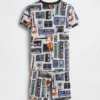 Kinder-Pyjama-Set mit gebürsteter Bio-Baumwolle und Musikmotiv in Form von Shorts