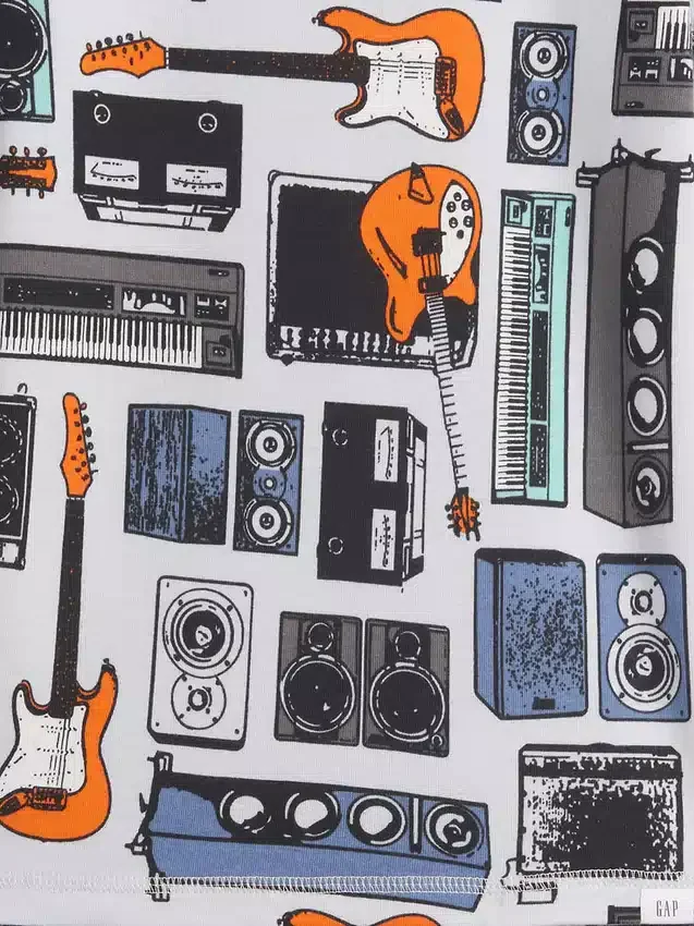 Kinder-Pyjama-Set mit gebürsteter Bio-Baumwolle und Musikmotiv in Form von Shorts