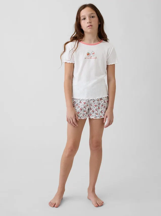 Kinder-Pyjama-Set „Winnie the Pooh“ mit Recycelt-Rippstrick-Shorts