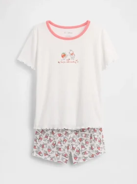 Kinder-Pyjama-Set „Winnie the Pooh“ mit Recycelt-Rippstrick-Shorts